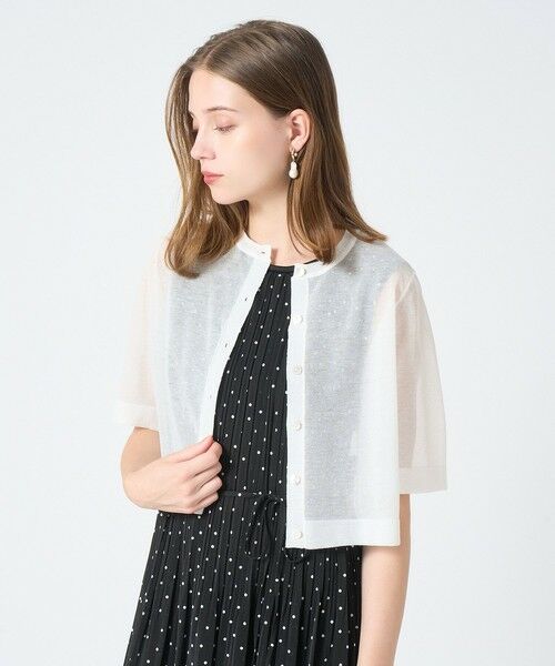 ANAYI / アナイ カーディガン・ボレロ | ハーフスリーブシアークルー カーディガン(white (01))