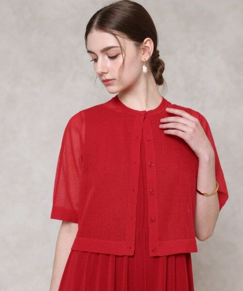 ANAYI / アナイ カーディガン・ボレロ | ハーフスリーブシアークルー カーディガン(red (43))