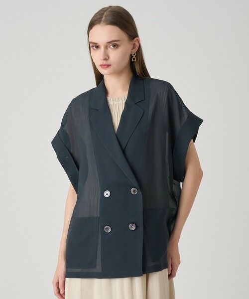 ANAYI/アナイ オーガンフレンチスリーブジャケット navy (65) 38 ANAYI/アナイ オーガンフレンチスリーブジャケット navy (65) 38