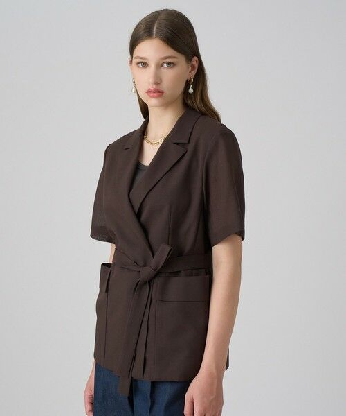ANAYI / アナイ その他アウター | リネンライクボイル半袖ジャケット(brown (81))