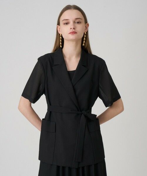 ANAYI/アナイ リネンライクボイル半袖ジャケット black (95) 36 ANAYI/アナイ リネンライクボイル半袖ジャケット black (95) 36