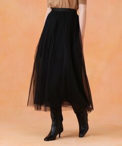 ドットチュールプリーツ スカート （ロング・マキシ丈スカート
