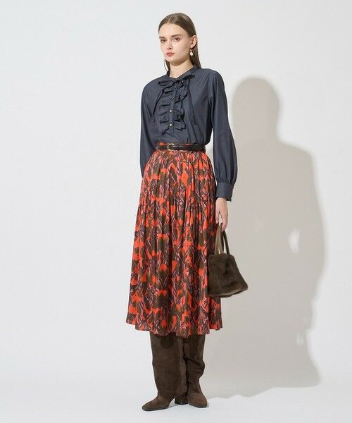 ANAYI / アナイ ロング・マキシ丈スカート | 【セットアップ対応商品】ペイントフラワープリントティアード スカート | 詳細4