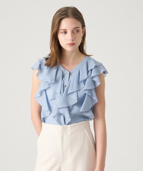 ボイルフリルVネックブラウス （シャツ・ブラウス）｜ANAYI