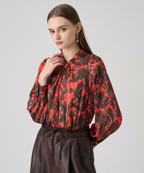 ANAYI / アナイ シャツ・ブラウス | 【セットアップ対応商品】ペイントフラワープリントスリットネック ブラウス | 詳細1