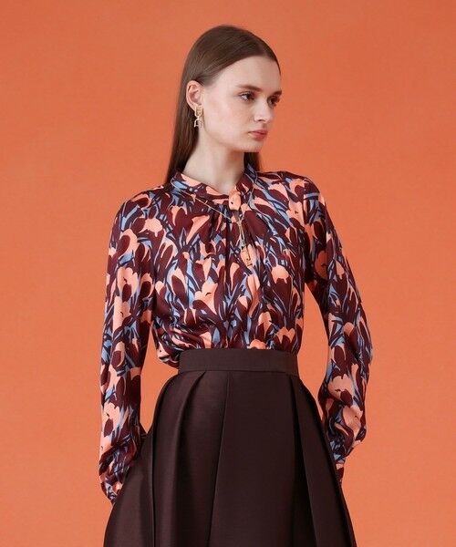 ANAYI / アナイ シャツ・ブラウス | 【セットアップ対応商品】ペイントフラワープリントスリットネック ブラウス(blue (61))