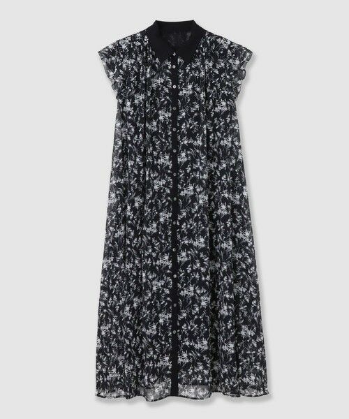 ANAYI / アナイ ミニ丈・ひざ丈ワンピース | モノトーンフラワープリントシャツワンピース | 詳細10