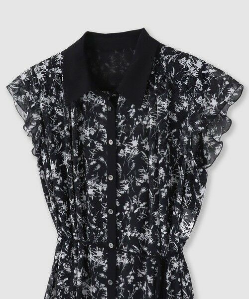 ANAYI / アナイ ミニ丈・ひざ丈ワンピース | モノトーンフラワープリントシャツワンピース | 詳細11