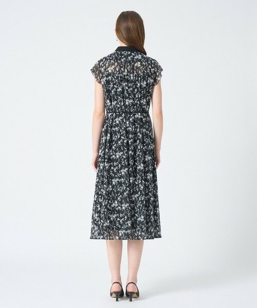ANAYI / アナイ ミニ丈・ひざ丈ワンピース | モノトーンフラワープリントシャツワンピース | 詳細3