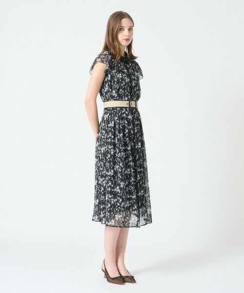 ANAYI / アナイ ミニ丈・ひざ丈ワンピース | モノトーンフラワープリントシャツワンピース | 詳細7