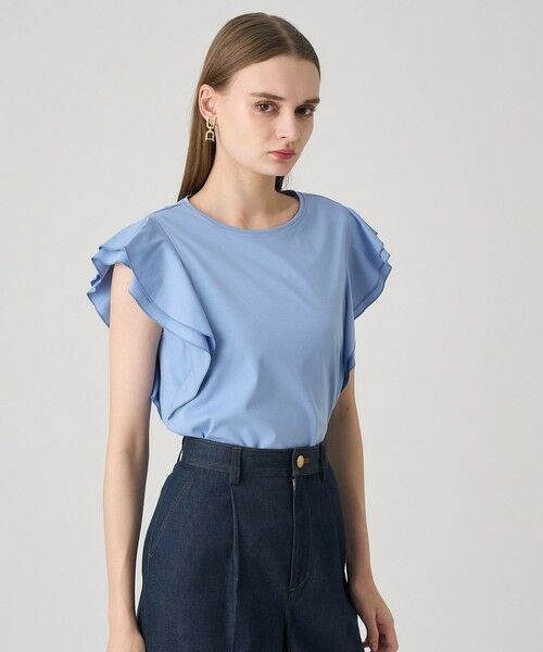 ANAYI / アナイ カットソー | コットンスムースダブルフリルプルオーバー(blue (61))
