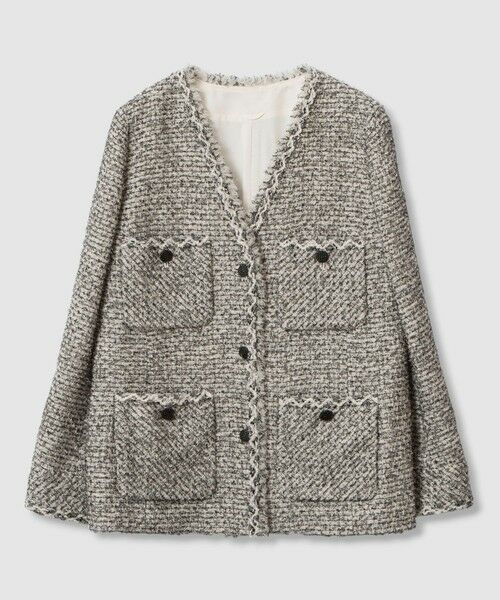 ANAYI / アナイ ノーカラージャケット | ラメファンシーツイード4ポケット ジャケット | 詳細5