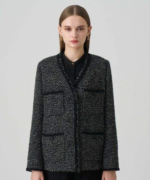 ANAYI / アナイ ノーカラージャケット | ラメファンシーツイード4ポケット ジャケット | 詳細8