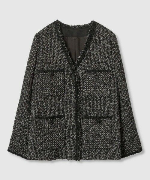 ANAYI / アナイ ノーカラージャケット | ラメファンシーツイード4ポケット ジャケット | 詳細15