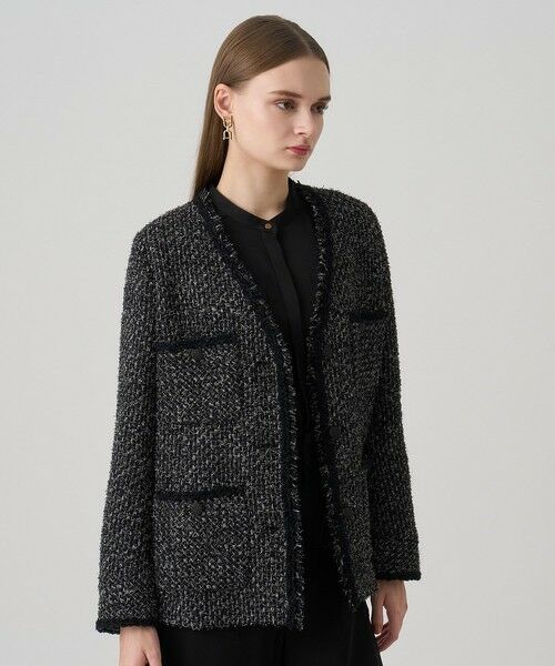 ANAYI / アナイ ノーカラージャケット | ラメファンシーツイード4ポケット ジャケット | 詳細11