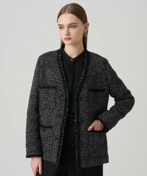 ANAYI / アナイ ノーカラージャケット | ラメファンシーツイード4ポケット ジャケット | 詳細12