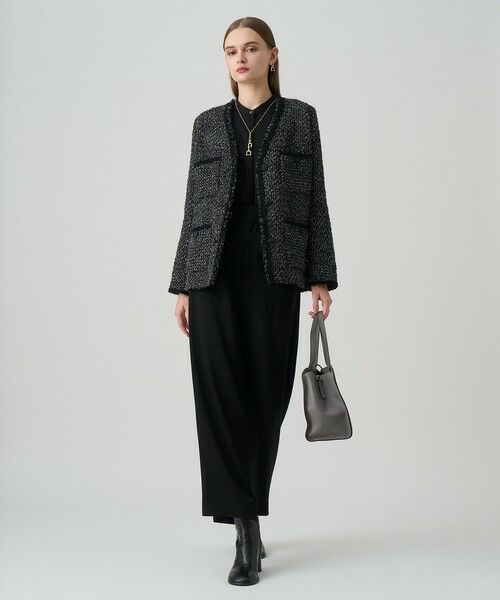 ANAYI / アナイ ノーカラージャケット | ラメファンシーツイード4ポケット ジャケット | 詳細13