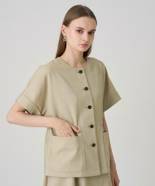 ANAYI / アナイ ノーカラージャケット | 【セットアップ対応商品】ドライツイル5分袖ジャケット | 詳細4