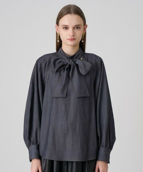 ANAYI / アナイ シャツ・ブラウス | 【セットアップ対応商品】ライトデニムライクボウブラウス | 詳細1