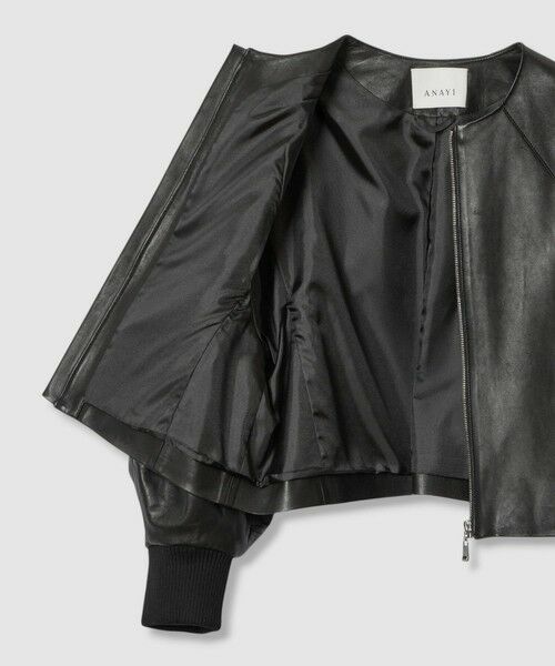 【美品】アナイ☆ANAYI☆ ラムレザー ノーカラージャケット　サイズ38 ラムレザーステンカラー ジャケット|ANAYI OFFICIAL ONLINE