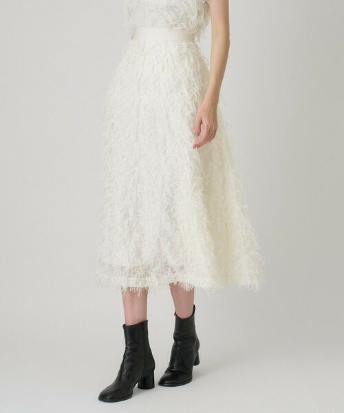 ANAYI / アナイ ミニ・ひざ丈スカート | 【セットアップ対応商品】フェザーカットジャガードフレア スカート(off white (02))