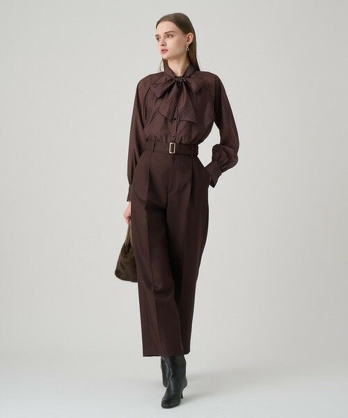 ANAYI リボン付きブラウス　38 セール】 ローンフロッキーリボンボウタイブラウス （シャツ