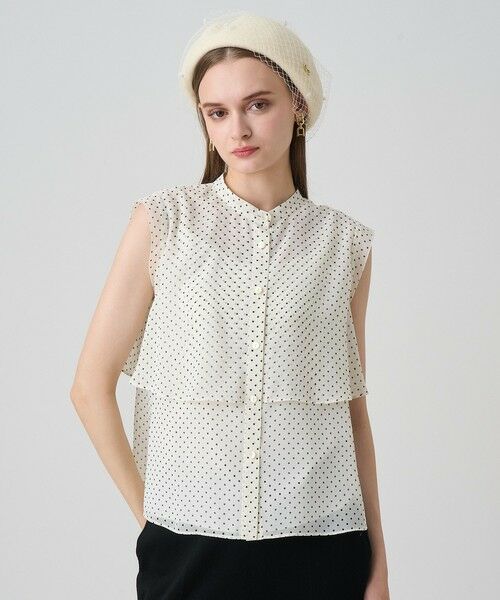 ANAYI / アナイ シャツ・ブラウス | ドットプリントシフォンノースリーブブラウス | 詳細1