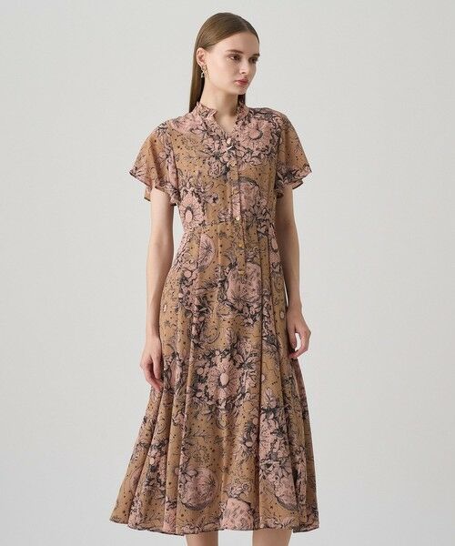 ANAYI / アナイ ロング・マキシ丈ワンピース | コンスティレーションプリントギャザーワンピース(beige (11))