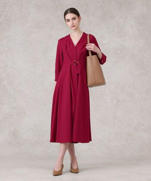 ウールジョーゼットフロントタック ワンピース （ロング・マキシ