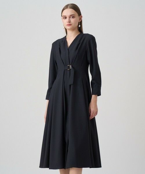 ウールジョーゼットフロントタック ワンピース （ロング・マキシ
