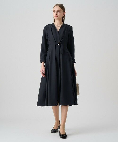 ウールジョーゼットフロントタック ワンピース （ロング・マキシ