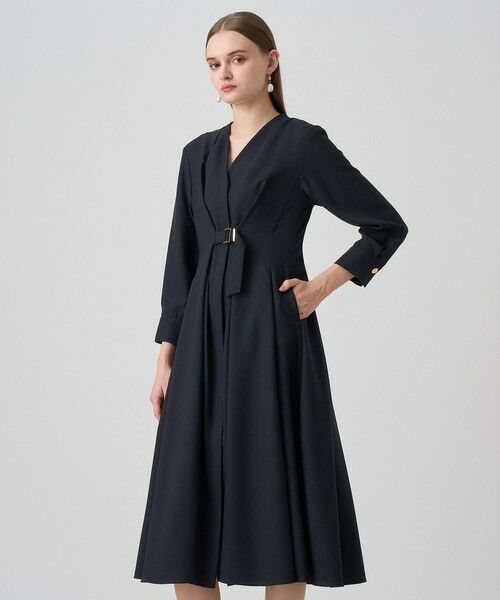ANAYI/アナイ ウールジョーゼットフロントタック ワンピース navy (65) 38 ANAYI/アナイ ウールジョーゼットフロントタック ワンピース navy (65) 38