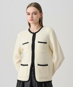 ANAYI / アナイ カーディガン・ボレロ | ウールブークレポケットロング カーディガン