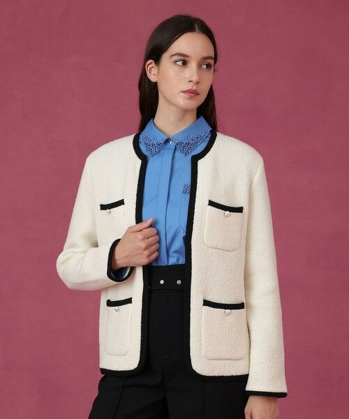 ANAYI / アナイ カーディガン・ボレロ | ウールブークレポケットロング カーディガン | 詳細5