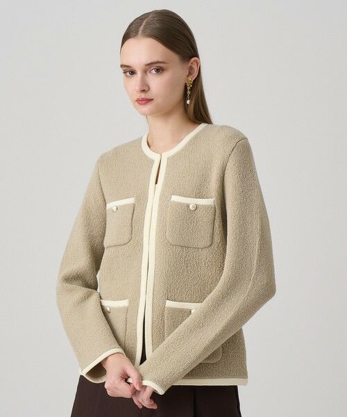 ANAYI / アナイ カーディガン・ボレロ | ウールブークレポケットロング カーディガン(beige (11))