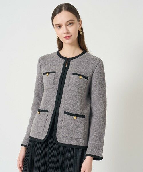 ANAYI / アナイ カーディガン・ボレロ | ウールブークレポケットロング カーディガン(grey (92))