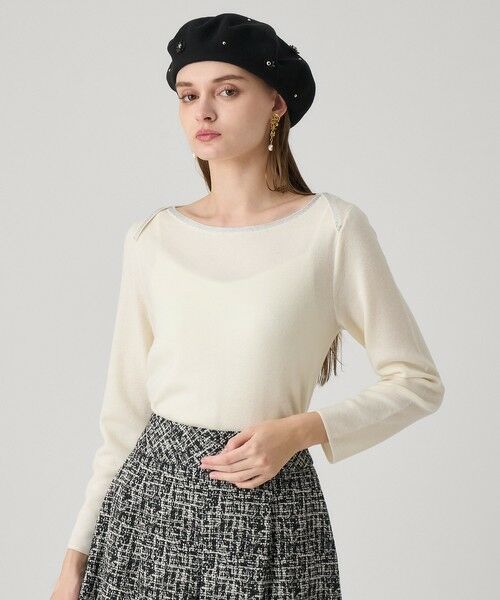 ANAYI/アナイ ステップビジューボートネック プルオーバー off white (02) 36 ANAYI/アナイ ステップビジューボートネック プルオーバー off white (02) 36