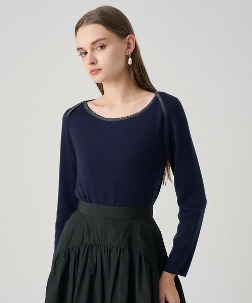 ANAYI/アナイ ステップビジューボートネック プルオーバー navy (65) 36 ANAYI/アナイ ステップビジューボートネック プルオーバー navy (65) 36