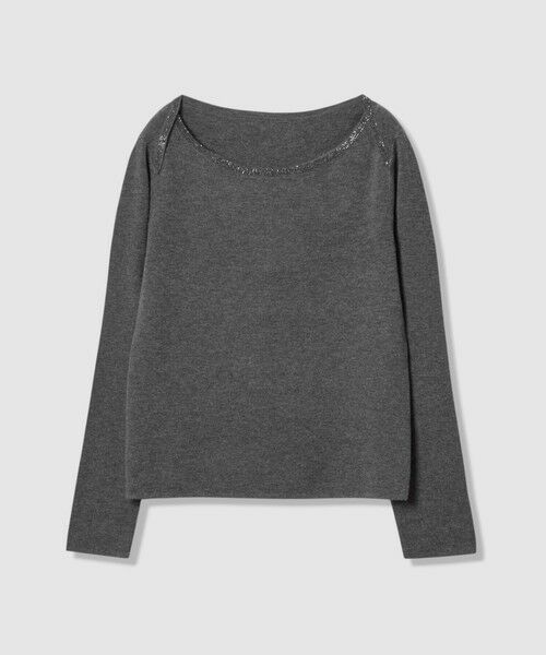 ANAYI/アナイ ステップビジューボートネック プルオーバー charcoal grey (94) 36 ANAYI/アナイ ステップビジューボートネック プルオーバー charcoal grey (94) 36