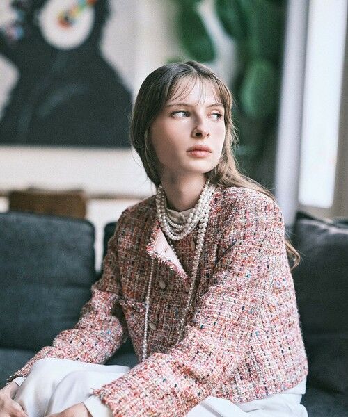 ANAYI / アナイ ノーカラージャケット | 【セットアップ対応商品】カラーミックスツイードショートジャケット | 詳細10