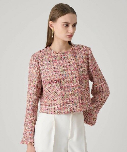 ANAYI / アナイ ノーカラージャケット | 【セットアップ対応商品】カラーミックスツイードショートジャケット | 詳細4