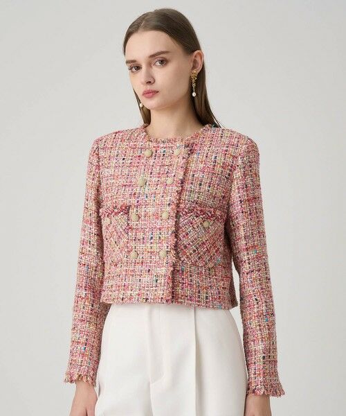 ANAYI / アナイ ノーカラージャケット | 【セットアップ対応商品】カラーミックスツイードショートジャケット | 詳細5