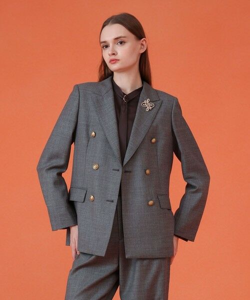 ANAYI/アナイ 【セットアップ対応品番】ウールオックスダブルジャケット grey (92) 34 ANAYI/アナイ 【セットアップ対応品番】ウールオックスダブルジャケット grey (92) 34