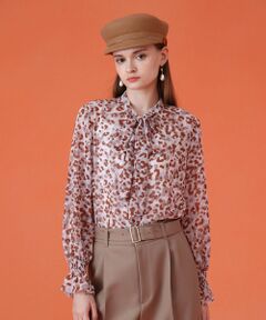 レオパードプリントリボンタイブラウス （シャツ・ブラウス