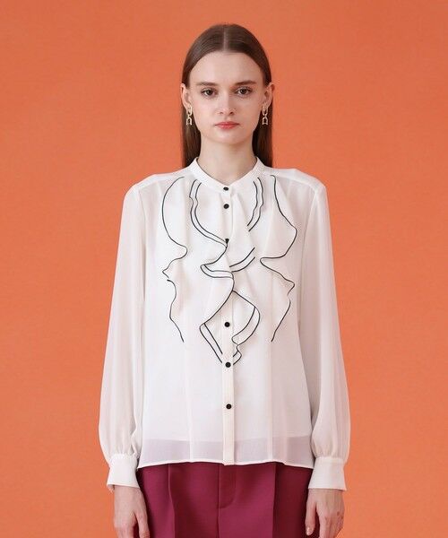 ANAYI / アナイ シャツ・ブラウス | ジョーゼットバイカラーラッフル ブラウス | 詳細1