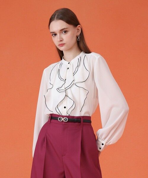 ANAYI / アナイ シャツ・ブラウス | ジョーゼットバイカラーラッフル ブラウス(off white (02))