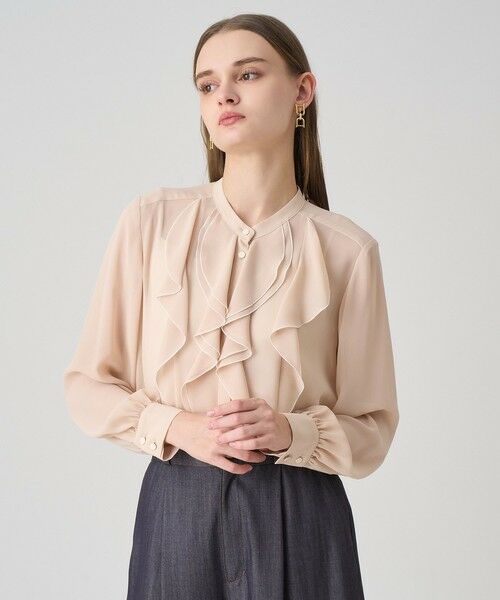 ANAYI / アナイ シャツ・ブラウス | ジョーゼットバイカラーラッフル ブラウス(pink beige (13))