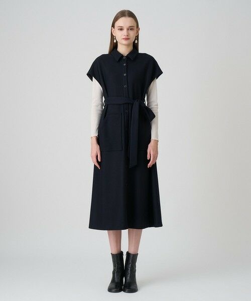 ANAYI / アナイ ミニ丈・ひざ丈ワンピース | 圧縮スムースシャツジレ ワンピース | 詳細11