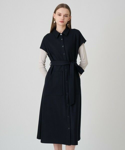 ANAYI / アナイ ミニ丈・ひざ丈ワンピース | 圧縮スムースシャツジレ ワンピース | 詳細14