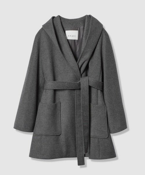 ANAYI/アナイ カシミヤフードガウンコート charcoal grey (94) 34 ANAYI/アナイ カシミヤフードガウンコート charcoal grey (94) 34